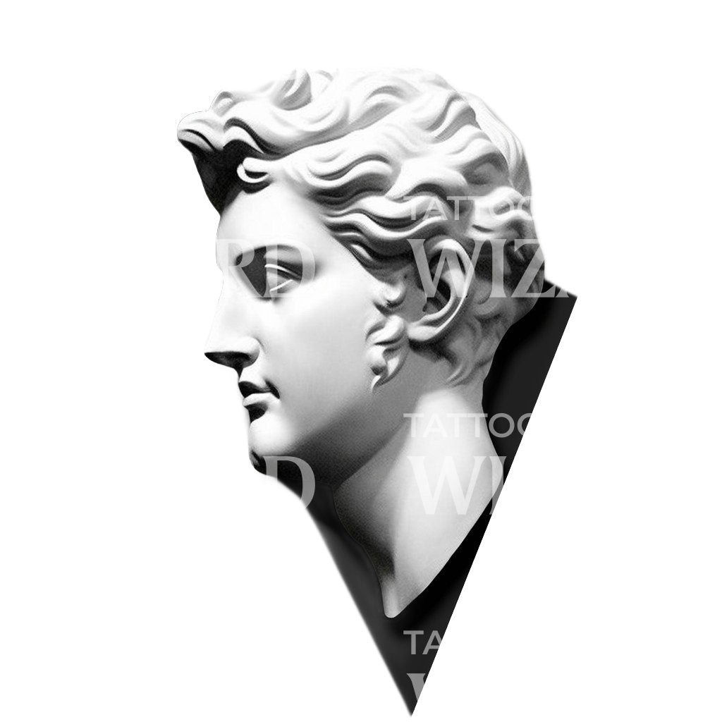 Tattoo-Design im zeitgenössischen Stil mit griechischer Statue