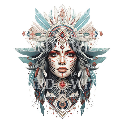 Native American Goddess Tattoo Design