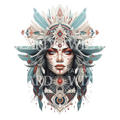 Native American Goddess Tattoo Design