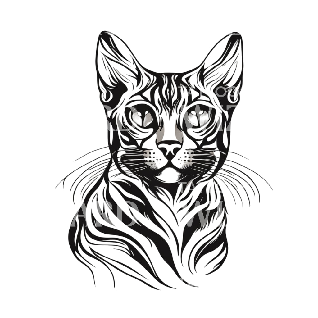 Bengal Cat with Patterns Tattoo Design – Tattoos Wizard Designs