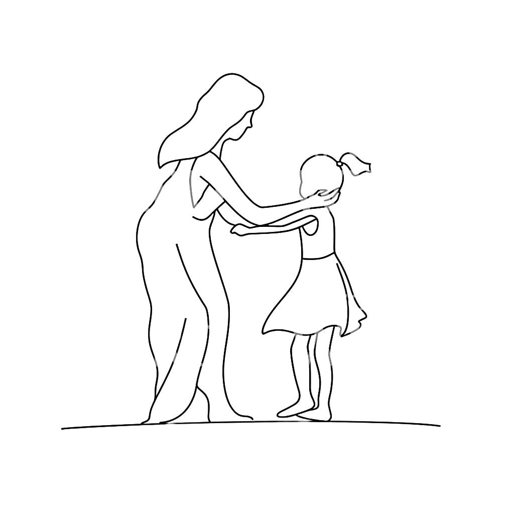 Abstract Mother and Daughter Minimalist Tattoo Design