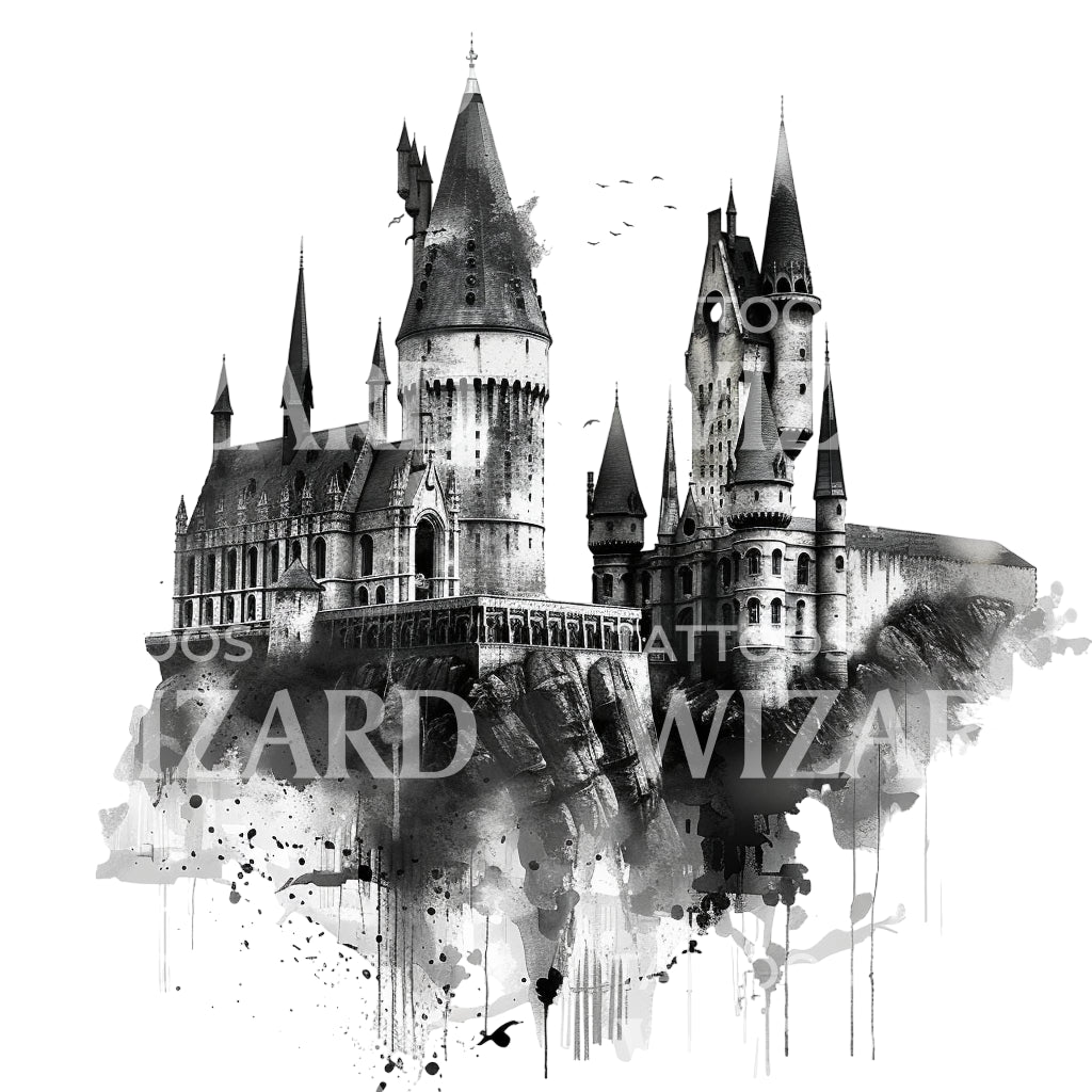 Mysterious Hogwarts Castle Tattoo Design – Tattoos Wizard Designs