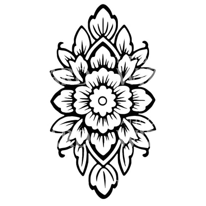 Outline Floral Mandala Tattoo Design