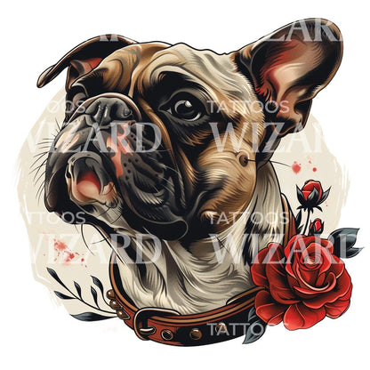 Cute French Bulldog Puppy Tattoo Design