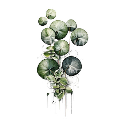Pilea Plant Tattoo Design
