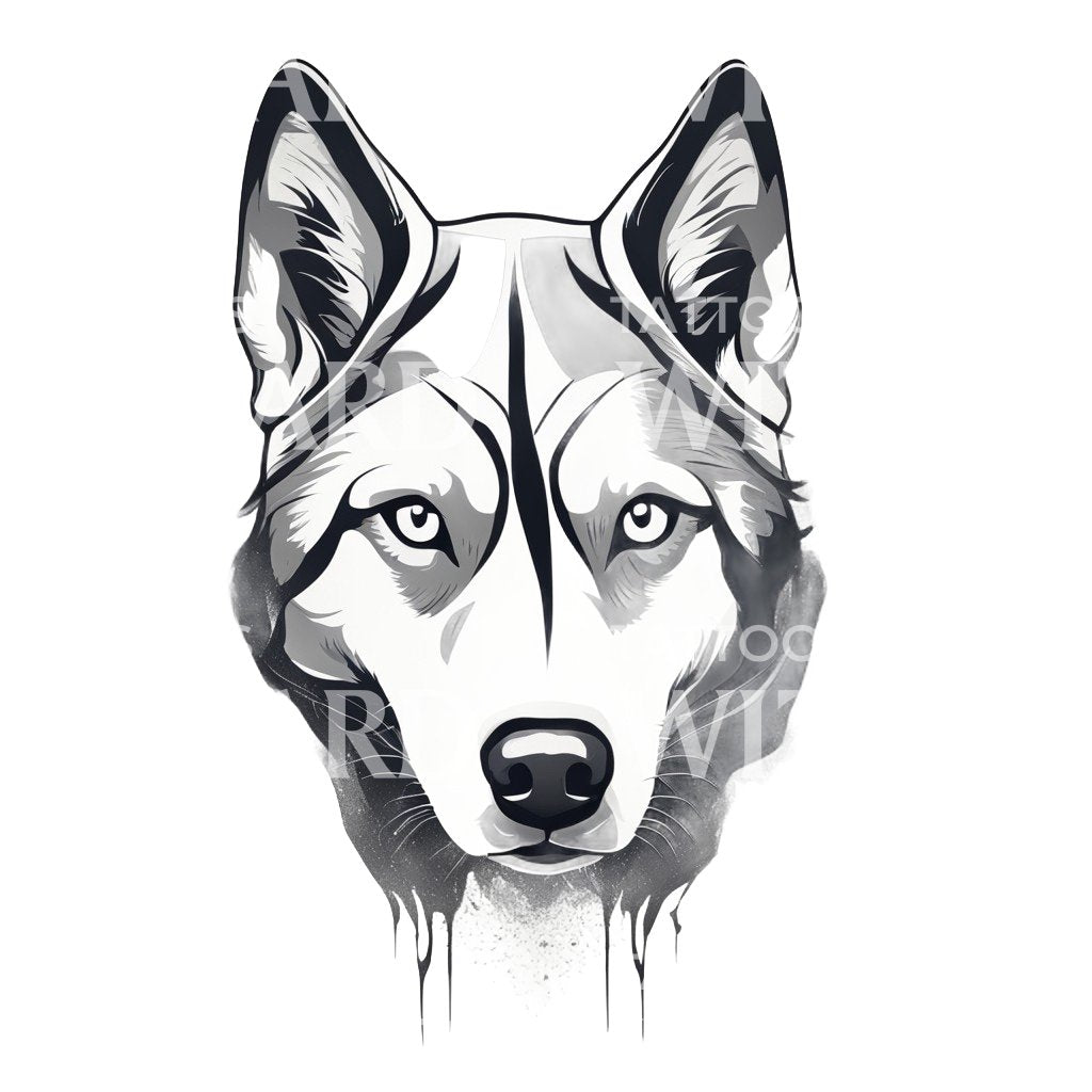 Conception de tatouage de tête de chien Husky sibérien