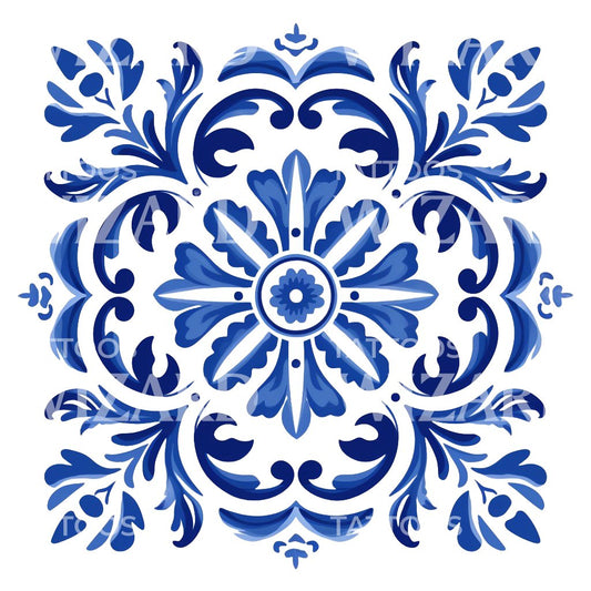 Blaues traditionelles Azulejo-Tattoo-Design