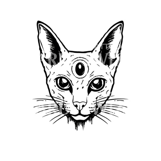 Hairless Cat Third Eye Tattoo Design