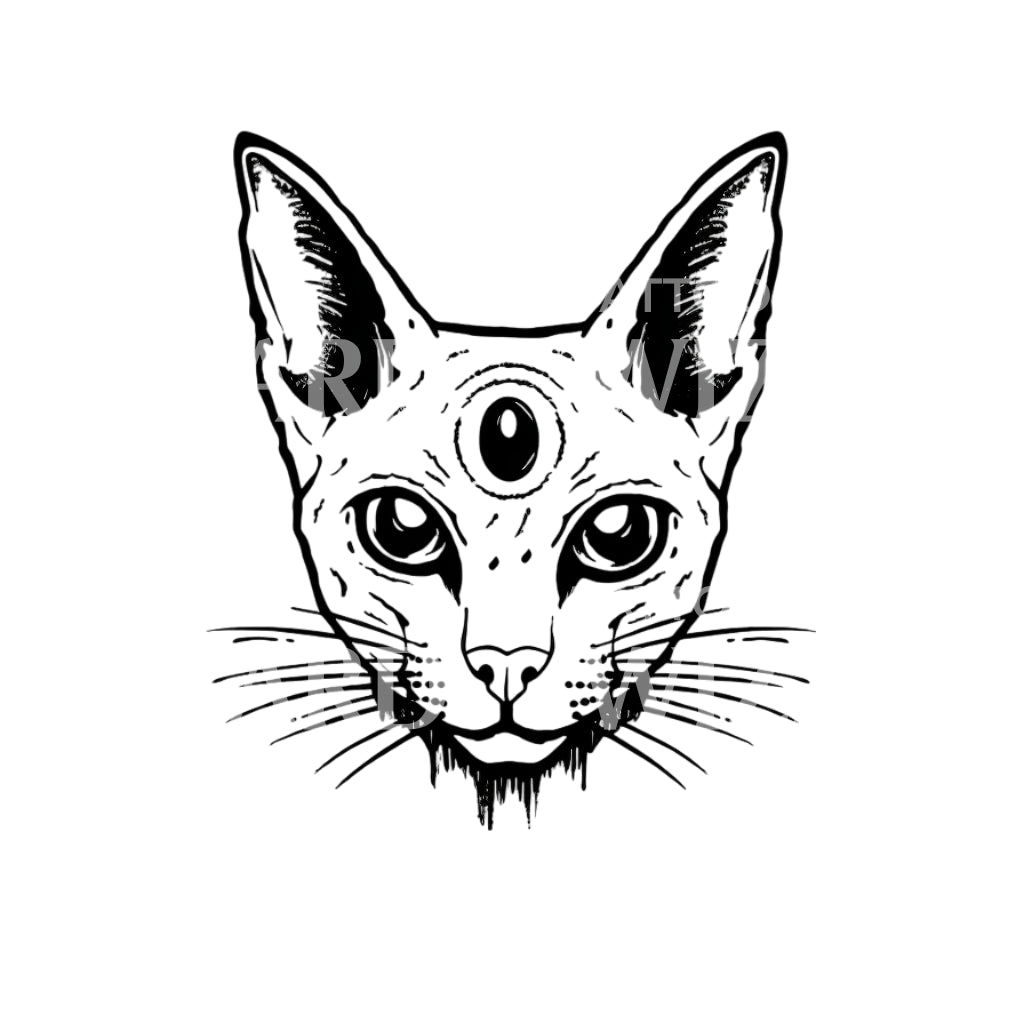Conception de tatouage du troisième œil de chat sans poils