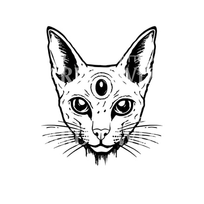 Hairless Cat Third Eye Tattoo Design