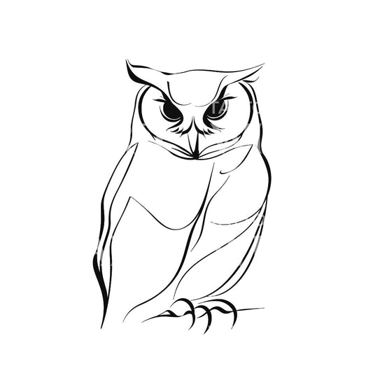 Minimalist Fierce Owl Tattoo Design