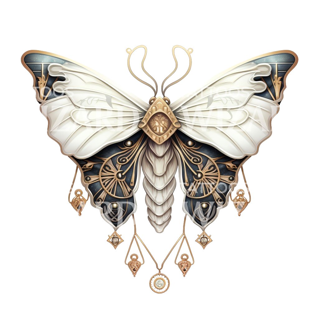 Conception de tatouage de papillon de nuit néo traditionnel