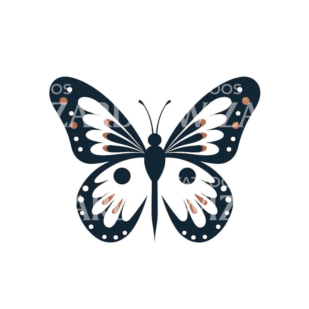 Conception de tatouage de papillon minimaliste vintage