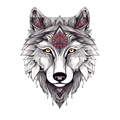 Geometric Wolf Tattoo Design