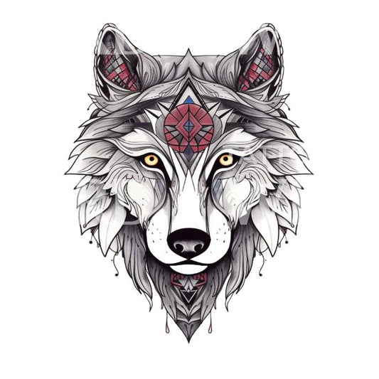 Geometrisches Wolf-Tattoo-Design