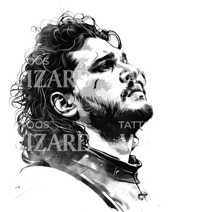 Intense Jon Snow Portrait Tattoo Design