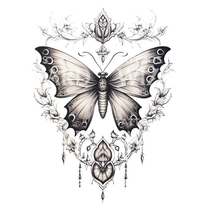 Ornamental Butterfly Tattoo Design