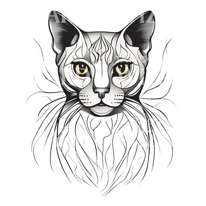 Burmese Cat Head minimal Tattoo Design