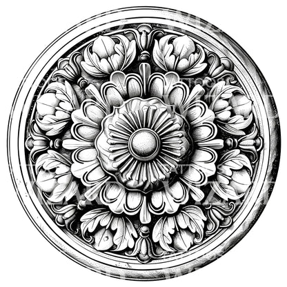 Decorative Ceiling Rosette Tattoo Design