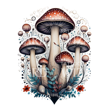 Magic Mushroom New School Tattoo Design