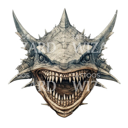 Ancient Shark Triassic Head Tattoo Design