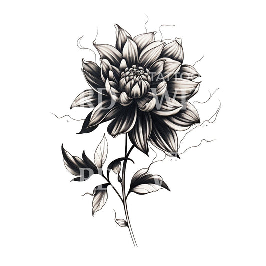 Conception de tatouage de dahlia Blackwork
