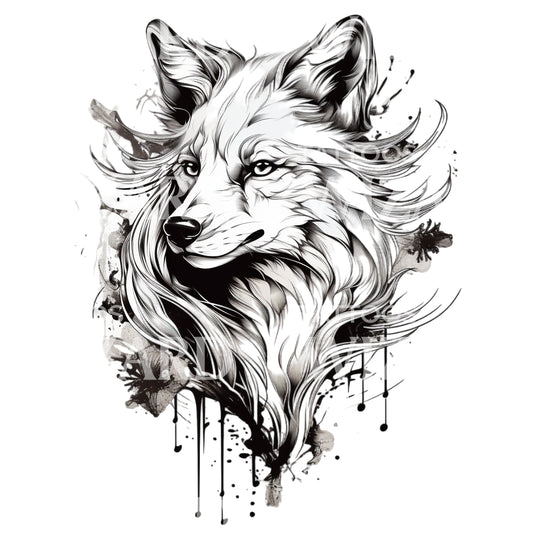 Black and Grey Fox Tattoo Design