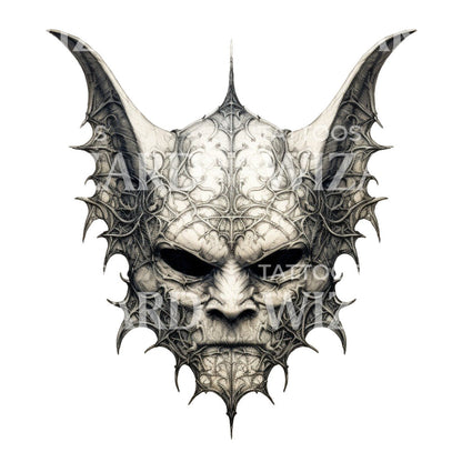 Dark Black and Grey Bat Mask Tattoo Design