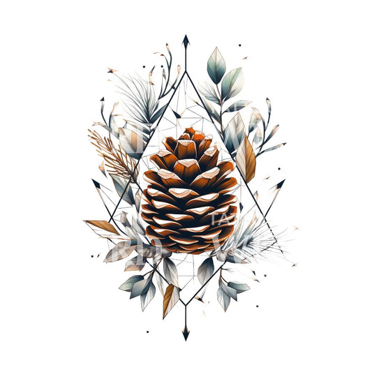 Geometric Pine Cone Tattoo Design