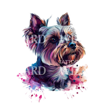 Watercolor Yorkshire Portrait Tattoo Design