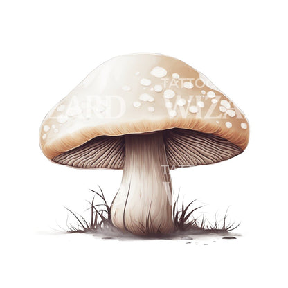 single Mushroom Tattoo Design