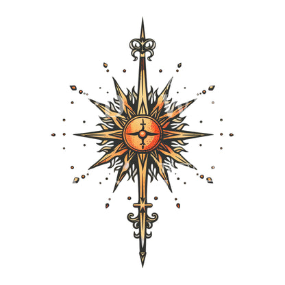 Old School Sun and Dagger Tattoo Design