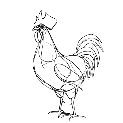 Minimalist Rooster Tattoo Design