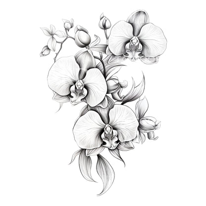 Black and Grey Orchid Flower Tattoo Design
