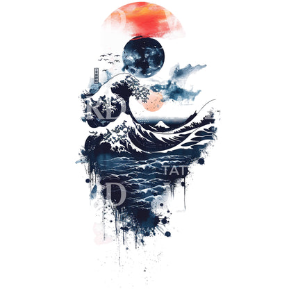 Japanese Wave Tattoo Design