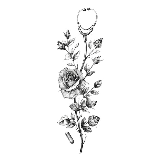 Rose for a Doctor Medicine Inspired Tattoo Design
