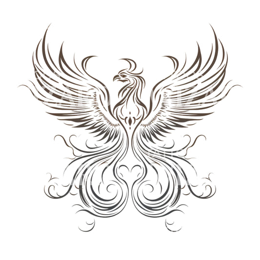 Conception de tatouage d'oiseau Phoenix aux lignes fines