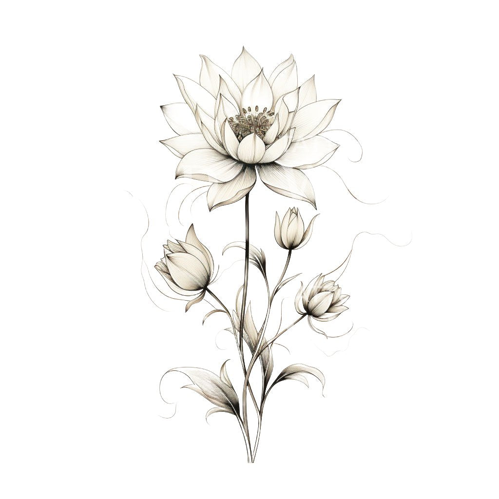 Delicate Lotus Flower Tattoo Design