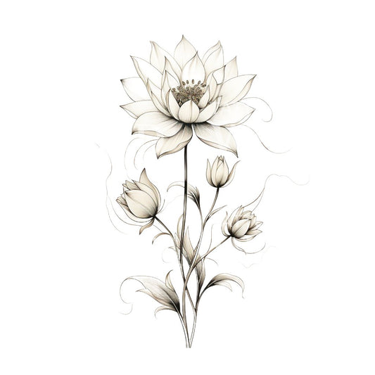 Delicate Lotus Flower Tattoo Design