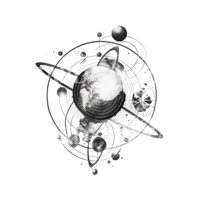 Earth Rotation Sketch Tattoo Design