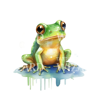 Watercolor Frog Tattoo Design