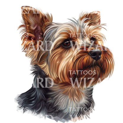 Cute Yorkshire Terrier Dog Portrait Tattoo Design
