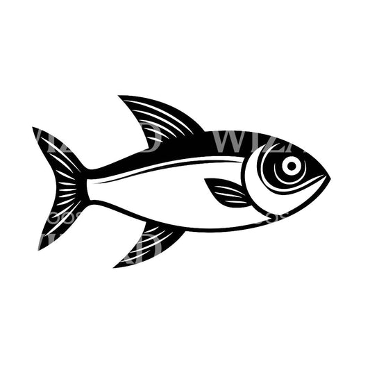 Tiny Minimalist Fish Tattoo Design