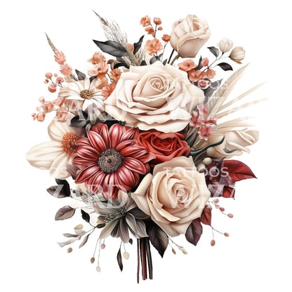 Neo Traditional Bridal Bouquet Tattoo Design