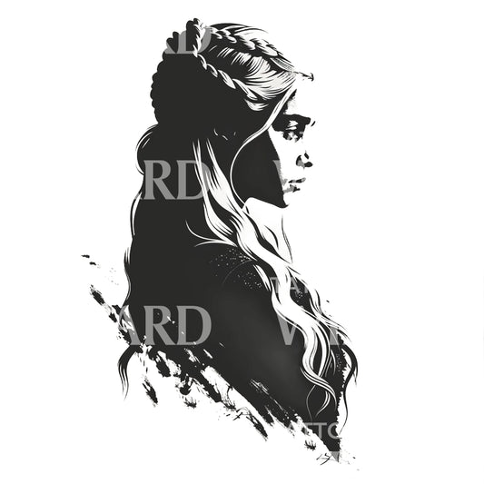 Conception de tatouage de portrait minimaliste de Daenerys Targaryen