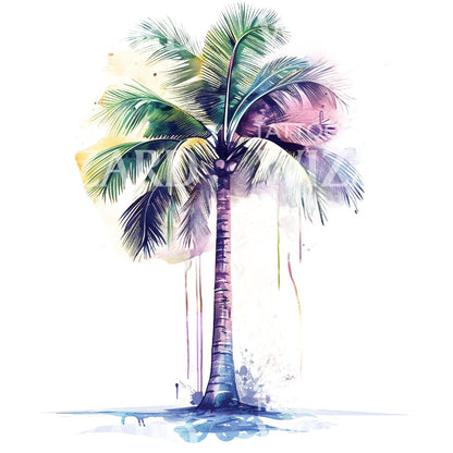 Watercolor Palmtree Tattoo Design