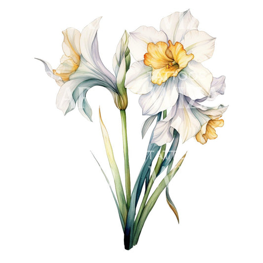 Botanical Narcissus Flower Tattoo Design