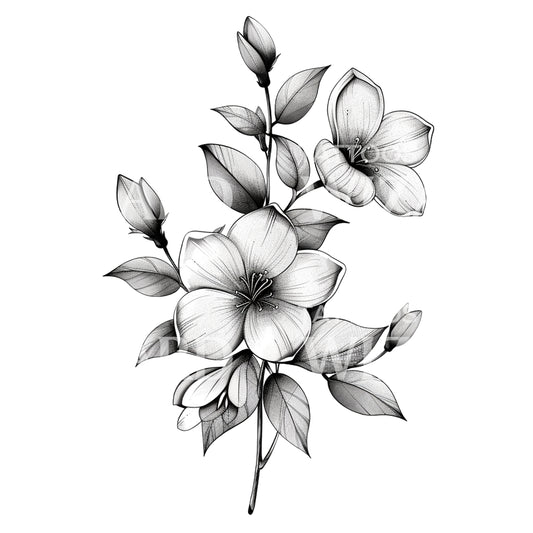 Blühende Blumen Frühling Tattoo Design