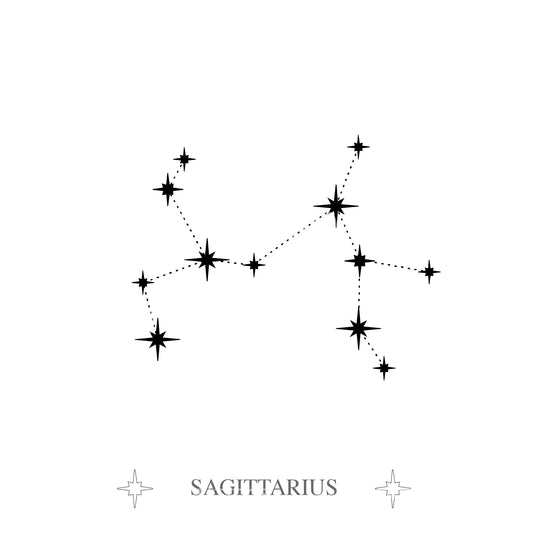 Une conception de tatouage de la constellation du zodiaque du Sagittaire