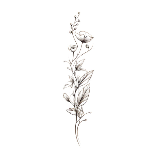 Delicate Flower Fineline Style Tattoo Design